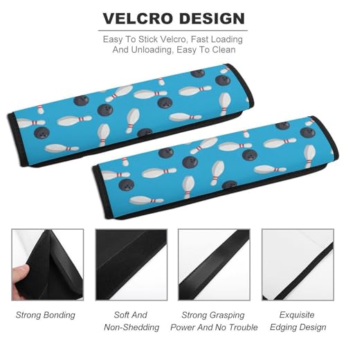 2 Pack Sport Bowling Ball Pins Blue Car Seat Straps Shoulder Pads Universal Fit Neck Strap Covers for Adults and Children, All Vehicles, Pressure Relief - color: Pattern 1077