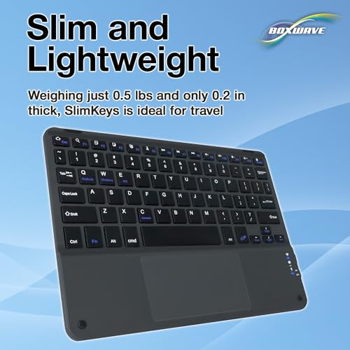 BoxWave Keyboard Compatible with Cisco Webex Desk Pro - SlimKeys Bluetooth Keyboard with Trackpad, Portable Slim TouchPad - Jet Black