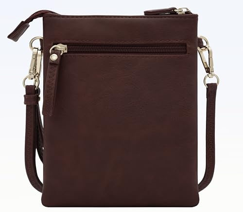 Solene Small Multi Zipper Pockets Crossbody Bag with Detachable Wristlet - color: Burgundy