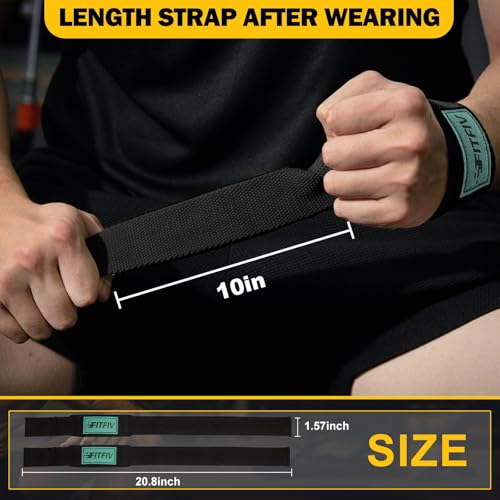 Lifting Straps for Weightlifting, Lifting Wrist Straps for Gym Strength Training, Neoprene-padded Wrist Cushion - Men & Women - color: Black Green