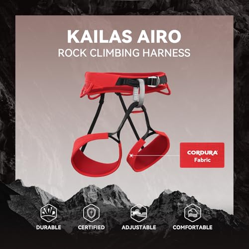 KAILAS Airo Rock Climbing Harness Men Roofing Harnesses Rescue Mountaineering Safety Belt Women Comfortable Lightweight - color: Red, size: Large