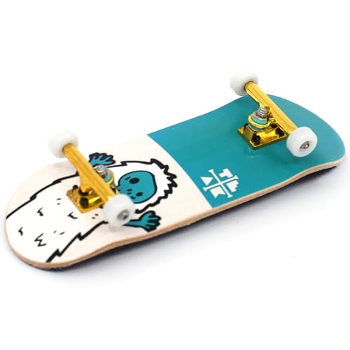 Teak Tuning 32mm Pro Fingerboard Heat Transfer Graphic Complete - Fully Assembled with Pro Level Parts - Pro Shaped Wood Deck (34x97mm), UltraSpin Wheels, Prodigy Trucks - Teal Yeti - color: Teal Yeti