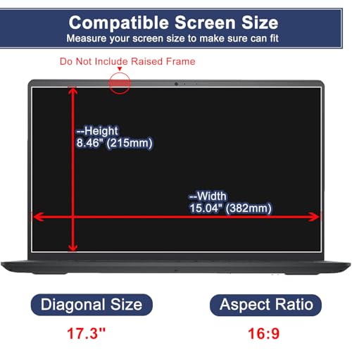 Tempered Glass Screen Protector for HP Laptop 17.3" HP Pavilion/HP Envy x360/Probook/EliteBook/OMEN, HP 17t 17z 17-by 17-ca 17-cn 17-cp 17t-ch 17t-cr 17-cb 17-ck, 9H Hardness, Bubble Free, HD Clear - size: 17.3 inch 16:9