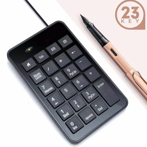 USB Numeric Keypad Keyboard 23 Number Keypad Corded Pad for Laptop PC Computer Notebook Big Print Letter USB Pad