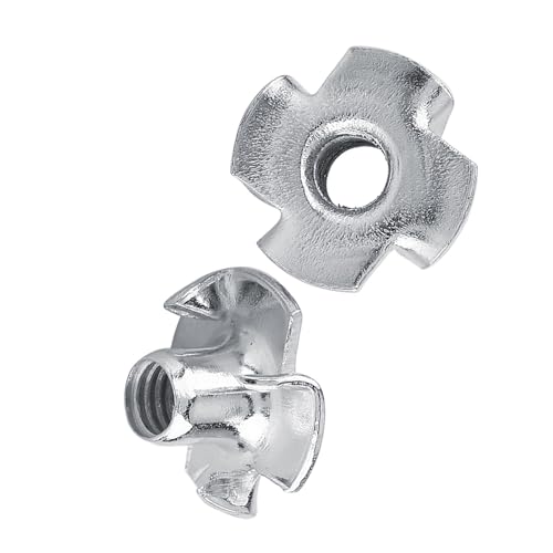 50pcs T Nuts,Zinc Plated Carbon Steel 4-Pronged Tee Nut for Wood, Rock Climbing Holds, Furniture (M6 (50 pcs/Pack)) - size: M6 (50 pcs/pack)