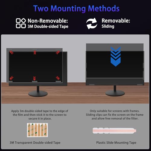 23.8" Privacy Screen Computer for 16:9 Aspect Ratio, 2-Sided Removable Anti-Peeping/Anti-Glare, Blue Light Block, UV Protect, Reduce Strain, Anti-Scratch, Fits 23.8-inch 16:9 Protector Film - size: 23.8inch 16:9