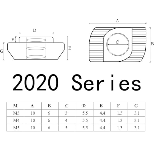 50 Pcs 2020 Series M5 T Nuts, T Slot Nut Hammer Head Fastener Nut, Nickel Plated Carbon Steel Nut for European Aluminum Profile,Drop in T Slot Nuts Assortment Kit(20-M5) - size: 20-M5（50 Pcs）