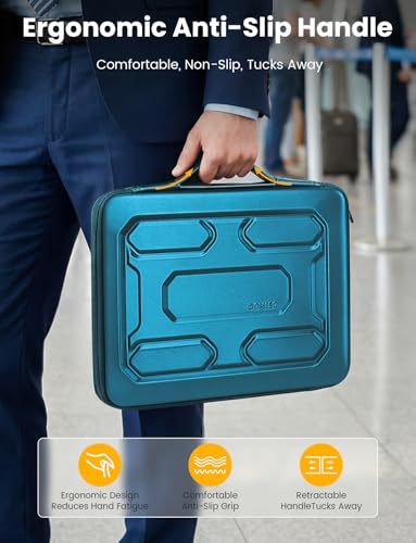 DOMISO Laptop Hard Case 15-16 inch Waterproof Shockproof Hard Shell Laptop Sleeve with Handle & Storage Pocket, Compatible with MacBook, HP, Dell, Teal - color: Teal, size: 15.6 inch