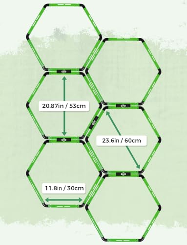 GHB Agility Ladder 1 Pack and Hex Agility Rings 1 Pack 12 Rung 20ft with 3 Carrying Bag