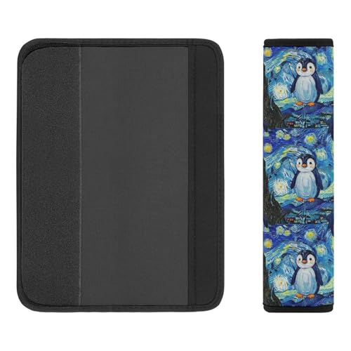 2 Pack Penguin Starry Night Car Seat Belt Pad Universal Soft and Comfortable Harness Pads Strap for Adult Use, Most Cars, Easy Install (No Tool) - color: Pattern 31
