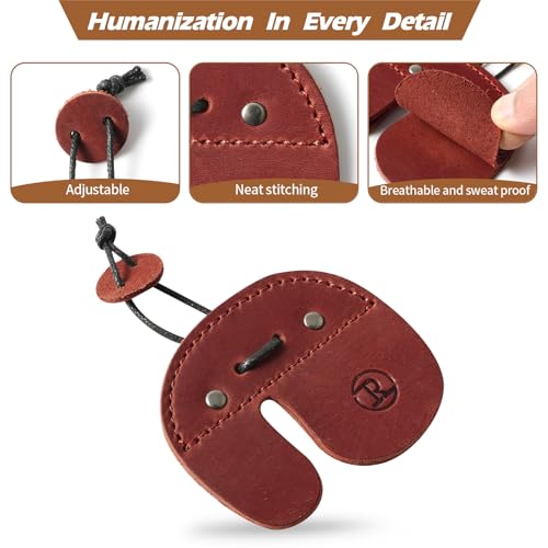 Leather Archery Finger Tabs,Handmade Archery Finger Guard for Shooting Practice Gear, Recurve Bow Fingers Tab - color: Red