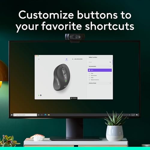 Logitech Signature Plus M750 L Wireless Mouse - for Large Hands, SmartWheel, Bluetooth, Multi Device, 24-Month Battery, Silent Clicks, Customizable Side Buttons, Contoured Shape - Graphite - style: Large Size