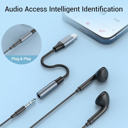 4pcs USB C to 3.5mm Female Headphone Jack Adapter | Upgrade Metal Case, Compatible with Samsung S20+/S21 Ultra, iPhone15 16 17, and More USB C Audio Devices - color: Grey, size: 4.6 IN-4PCS