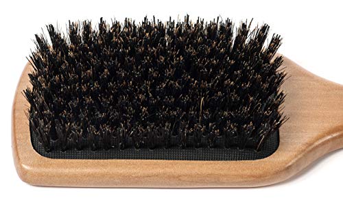 GranNaturals Boar Bristle Smoothing Hair Brush for Women and Men - Medium/Soft Bristles - Natural Wooden Large Flat Square Paddle Hairbrush for Fine, Thin, Straight, Long, or Short Hair