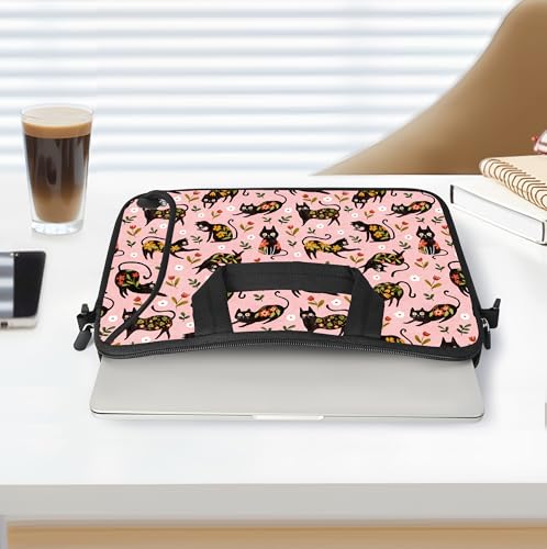Messenger Bag Carrying Case Sleeve with Handle Accessory Pocket Fits Laptops/Notebook/ebooks/Kids tablet/ipad (11-13.3 inch, Flowers Cats) - color: Flowers Cats, size: 11-13.3 inch
