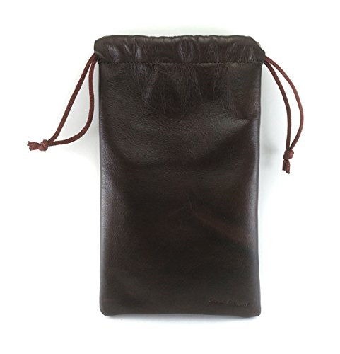 Multiple use Lambskin Leather Pouch with Drawstrings: (Brown, 23 cm X 31 cm) - color: Brown