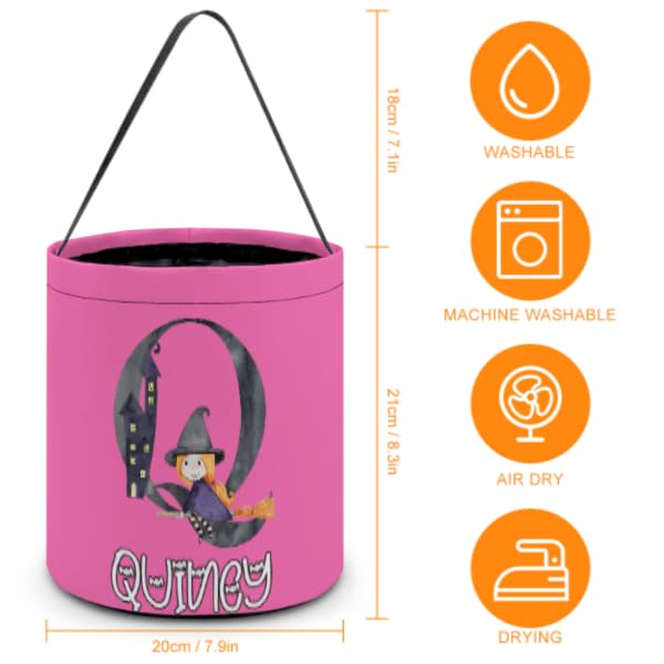 Samenquet Personalized Halloween Baskets for Kids Customized Trick or Treat Bucket Custom Halloween Bag Gifts for Baby Boys Girl Toddler with Pumpkin