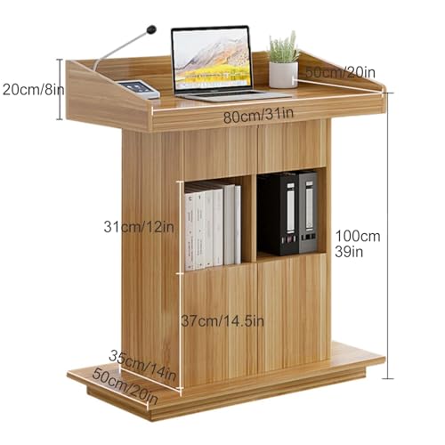 Portable White Floor Standing Podium - Sturdy Wooden Lectern with Large Desktop for Church, Conference, Speech, and Public Speaking - Ideal Presentation Tool