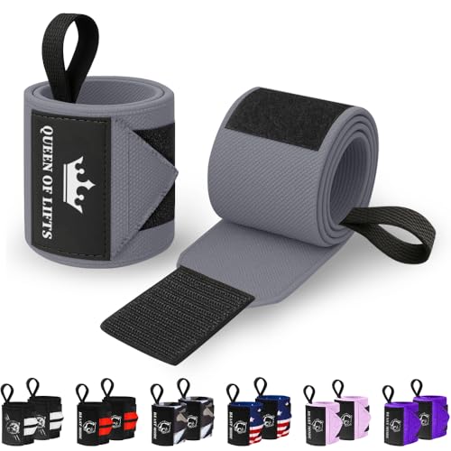 TECEUM Elastic Cotton Weightlifting Wrist Wraps with Thumb Loops, 1 Pair - color: Gray, style: 12" – Queen of Lifts