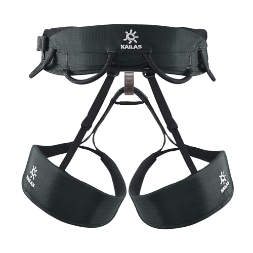 KAILAS Airo Rock Climbing Harness Men Roofing Harnesses Rescue Mountaineering Safety Belt Women Comfortable Lightweight - color: Black, size: Large
