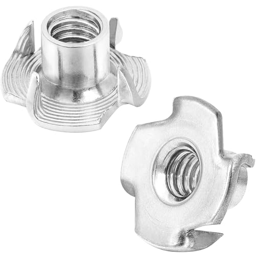 M8 T-Nut, Barrel Length 10mm, 304 Stainless Steel Threaded Insert, 4-Pronged Tee Nut for Wood, Rock Climbing Holds, Cabinetry, Furniture, 25 PCS - size: M8