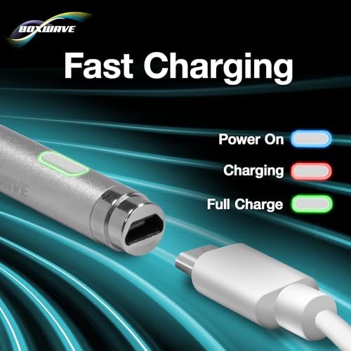 BoxWave Stylus Pen Compatible with EYY 2 in 1 Laptop Computer Model Yoga 3200U (15.6 in) - AccuPoint Active Stylus, Electronic Stylus with Ultra Fine Tip - Metallic Silver