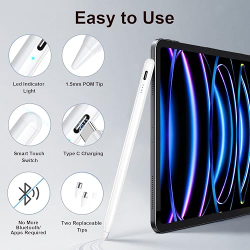 Stylus Pen for AMZ HD 10, Max 11, HD 8 Stylists Tablets, iPad, iPhone, Samsung, Lenovo, Pixel, and All Touch Devices (Black) - color: black
