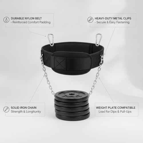 Weighted Dip Belt with Iron Chain for Pull Ups and Dips, Heavy Duty Strength Training Attachment (1 PC) - size: 3.94 x 3.15 x 1.18 in