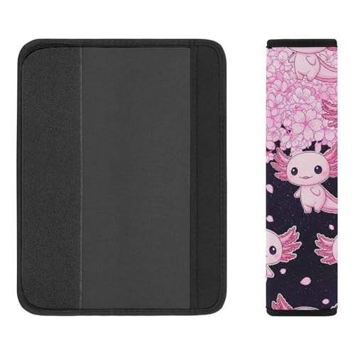 2PCS Pink Cherry Flower Blossom Axolotl Car Seat Belt Pad Breathable Shoulder Protector for Girls and Boys, Most Cars, Anti-Slip Pad - color: Pattern 433