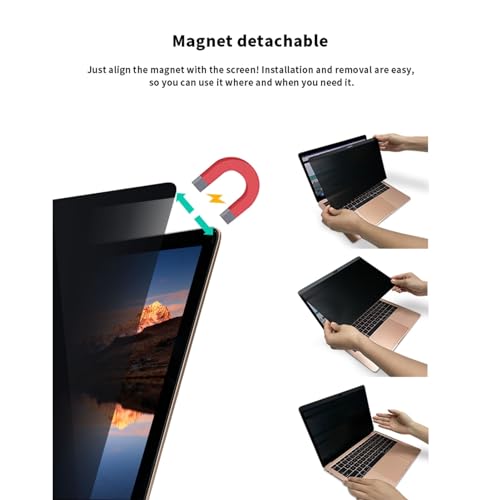 Magnetic Laptop Privacy Screen Ultra Thin 0.4mm Removable Anti Glare Protector 13.3-16 Inch (Color : 0.4mm, Size : 13.3in/287x196mm) - size: 13.3in/287x196mm