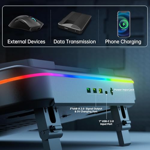 Cooling Pad for Msi Vector Series Vector 16 HX Gaming Laptop Cooler with Powerful Turbo Cooling Fan Can Fast Cooling CPU+GPU 40°C,Variable Speed,6 RGB Light 3 USB-A