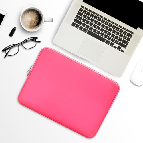 RAINYEAR 15.6 Inch Laptop Sleeve Case Padded Carrying Bag, Bright Pink | Slim Protective Soft Zipper Computer Cover Compatible with 15.6 inch Notebook Computer Ultrabook Chromebook - color: Bright Pink, size: 15.6"