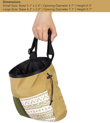 Climbing Chalk Bag, Large Capacity Rock Climbing Chalk Bag for Bouldering, Weightlifting, Gym, Disc Golf & Wall Climbing, Durable Bouldering Chalk Bucket - color: Khaki, size: Large