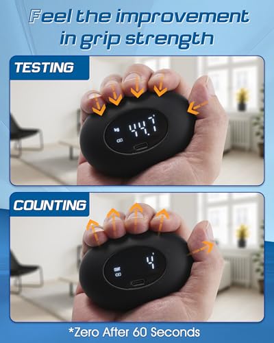 Hand Grip Strength Tester, Dynamometer Grip Strengthener, Digital Finger Palm Gripper Stress Balls, Electronic Squeeze Expander 396LB, Forearm Strengthener for Arthritis Carpal Tunnel Trainer Unzip