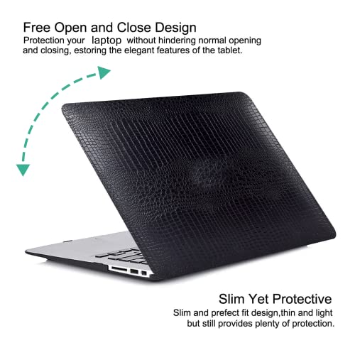 Case for Crocodile MacBook Pro 14 inch 2026 2025-2021 M5 M4 M3 M2 M1, Black | Crocodile Skin Alligator Leather Hard Case+Keyboard Cover (Model A3427 A3426 A3434 A3112 A3185 A3401 A2918 A2992 A2779 A2442) - color: # Crocodile Black