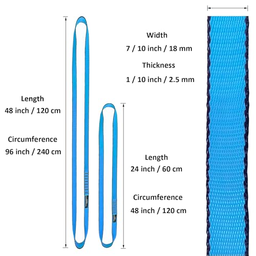 18MM Nylon Climbing Slings Runners 23 kN Strong Webbing Straps for Rock Climbing, Rappelling, Swing, Yoga Hammock etc - color: 3PCS Blue, size: 48inch/120cm