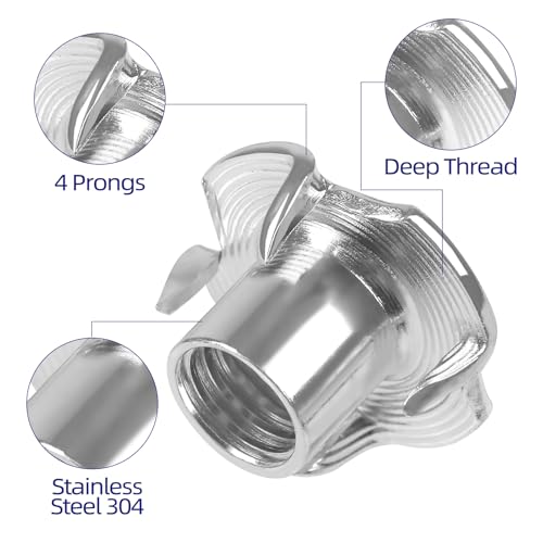 5/16"-18 T-Nuts 304 Stainless Steel, 4-Pronged Tee Nut for Wood, Rock Climbing Holds, Furniture, 25 PCS - color: 304 Stainless Steel, size: 5/16"-18