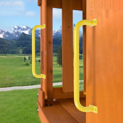 ESPETS 17 Inch 6 Pieces Yellow Outdoor Metal Safety Playground Handles | Easy-to-Install Swing Set Accessories, Playset Hand Grips, Indoor Monkey Bars, Jungle Gym, Playhouse, Climbing Frame - color: Yellow -6 Pcs