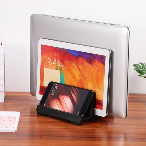 ABOOFAN Laptop Vertical Stand Dual Slots Black Upright Laptop Holder Universal Desktop Workspace Organizer for Office and Home Use