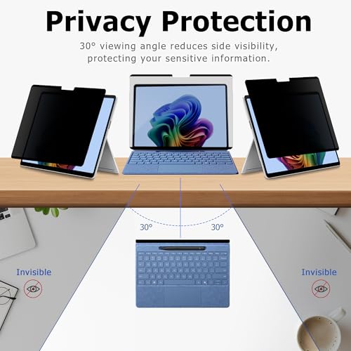 Megoo Privacy Screen Protector for Surface Laptop 6/5/4/3 15 Inch, Anti-Spy, Anti-Glare, Blue Light & UV Blocking, Magnetic Nano Technology, Removable Design - size: Laptop 6/5/4/3 15"