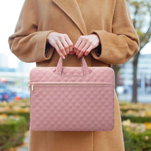 Laptop Sleeve Carrying Case Bag 14-15 Inch Polyester Lightweight with Handle Compatible with MacBook Acer ASUS HP Surface Dell Chromebook, Pink - color: Pink, size: 14"-15"