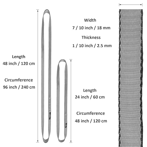 18MM Nylon Climbing Slings Runners 23 kN Strong Webbing Straps for Rock Climbing, Rappelling, Swing, Yoga Hammock etc - color: 3PCS Grey, size: 48inch/120cm