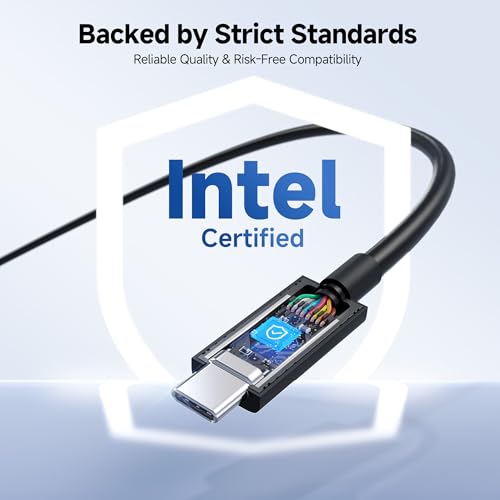 Cable Matters [Intel Certified] 80Gbps Thunderbolt 5 Cable, 1.6ft / 0.5m | [Up to 120Gbps Boost, 8K@120Hz / 6K@240Hz / 4K@540Hz with DSC, 240W, 80G Data Transfer], Black, Supports TB 4/3, USB4, USB-C - color: Black, size: 1.6 ft