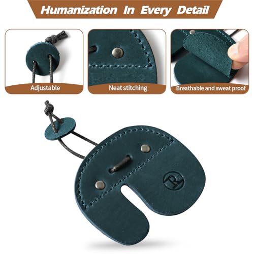 Leather Archery Finger Tabs,Handmade Archery Finger Guard for Shooting Practice Gear, Recurve Bow Fingers Tab - color: Blue