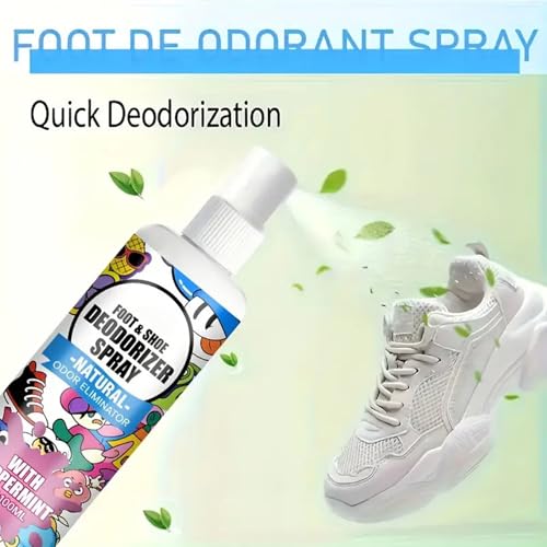 Shoe Smell Remover 100ml Shoe Smell Deodorizer Spray | Footwear Odor Removal Mist for Travel Hiking Home Tennis Leather Fabric Canvas Sneaker