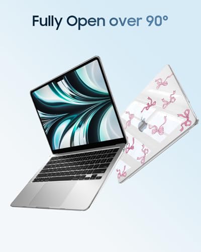 Fintie Case for MacBook Air 13 inch A3449/A3240/A3113/A2681 2022-2026 | M2/M3/M4/M5, Snap On Hard Shell, Full Port Access, Easy On/Off, Lightweight, Bow - color: Satin Silver