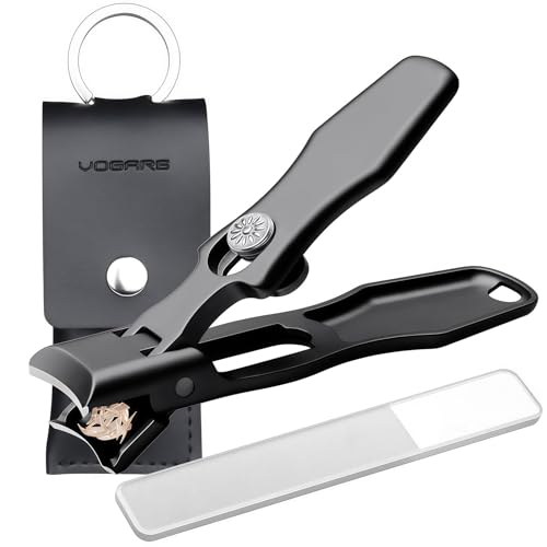 Nail Clippers with Wide Jaw, Safety Lock & Clippings Catcher, Great for Men Seniors Thick Toenails & Fingernail, No Splash Heavy Duty Stainless Steel Sharp Nail Cutter for Women, Black - color: Black
