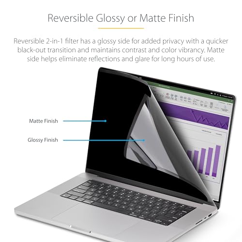 StarTech 14in MacBook Pro Magnetic Privacy Screen, Glossy Sides, Laptop | Reversible Anti-Glare Matte, MacBook M1 M2 M3 M4 M5 Compatible, Privacy Filter, +/-30 Deg. View - style: 14" MacBook Pro M1/M2/M3
