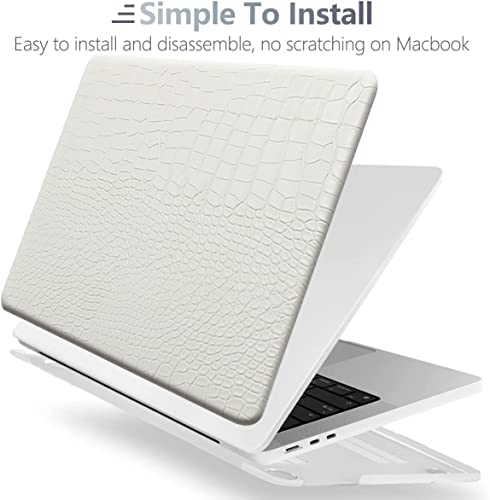 Crocodile Case for MacBook Air 13 inch 2026 M5, 2022-2025 M4/M3/M2 | Model A3449 A3240 A3113 A2681, Texture Crocodile Aligator Skin Snakeskin PU Leather Hardshell Case & Keyboard Cover, White - color: ## White Crocodile