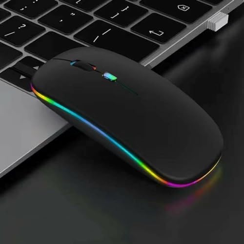 10 Pack Wireless Bluetooth Mouse,LED Dual Mode Rechargeable Silent Slim Laptop Mouse,Portable(BT5.2+USB Receiver) Dual Mode Computer Mice,for Laptop,Desktop Computer,ipad Tablet,Phone,TV (Black) - color: 10 pack black